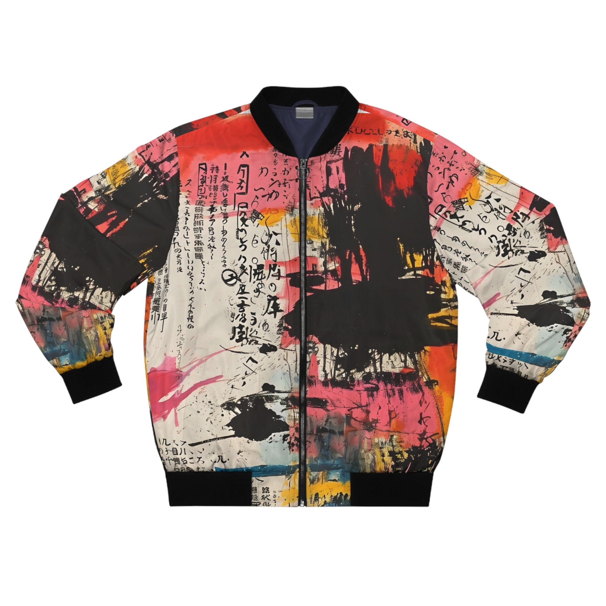 Japanese Streetwear Men's Bomber Jacket (AOP),All Over Ptint Trendy Bomber Jacket,Cute Aesthetic Jacket