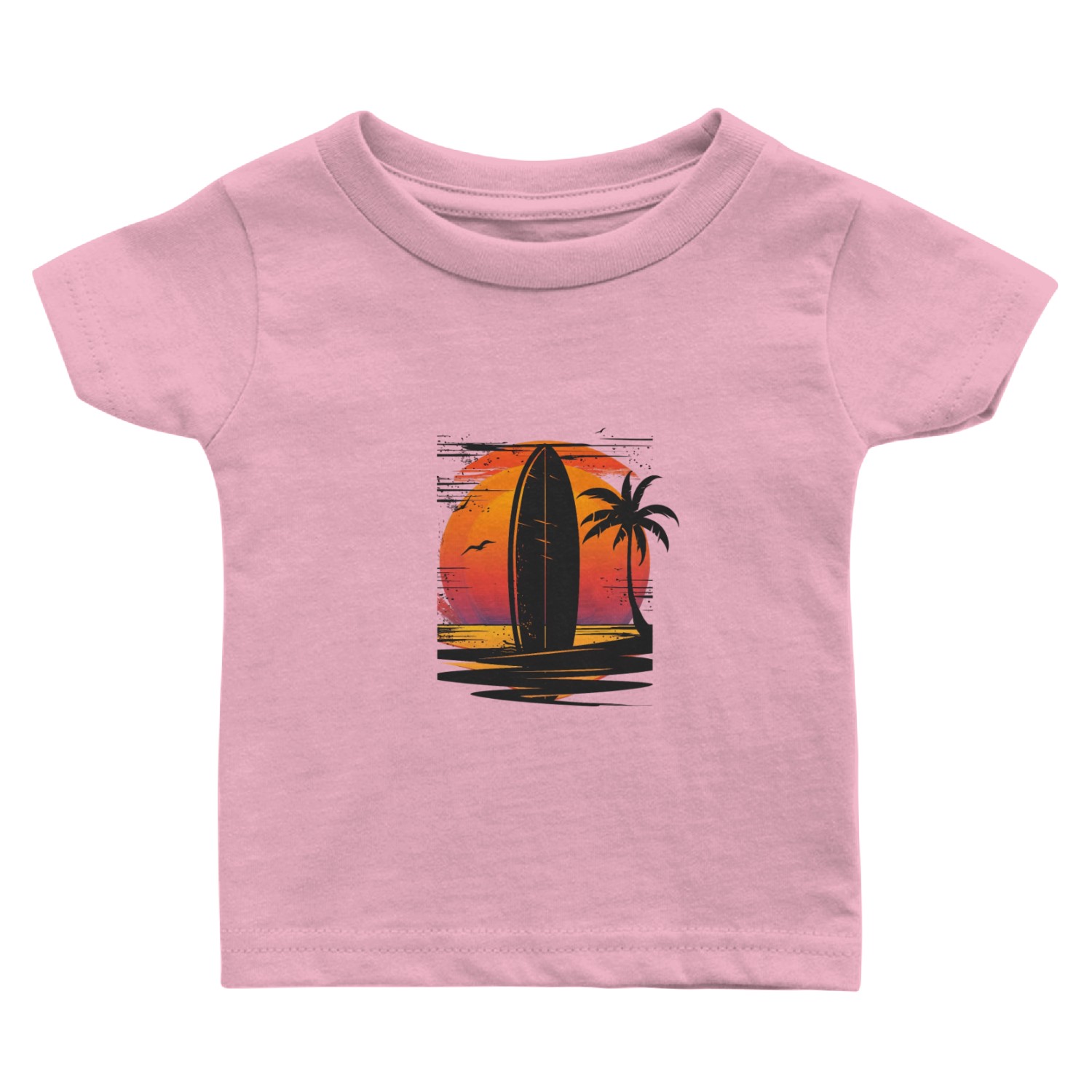 Sunset Surfing Retreat Tropical Vibes Baby T Shirts