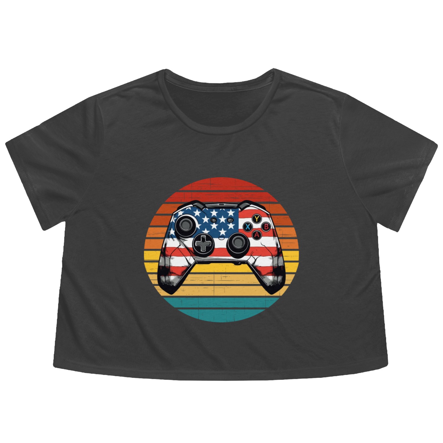 Sunset Video Game Flowy Cropped Tees