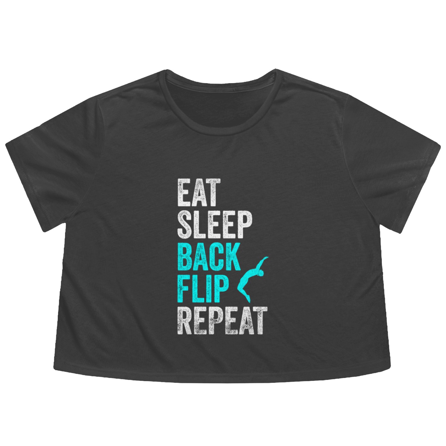 Eat Sleep Back Flip Repeat Flowy Cropped Tees Gymnastic Flowy Cropped Tees
