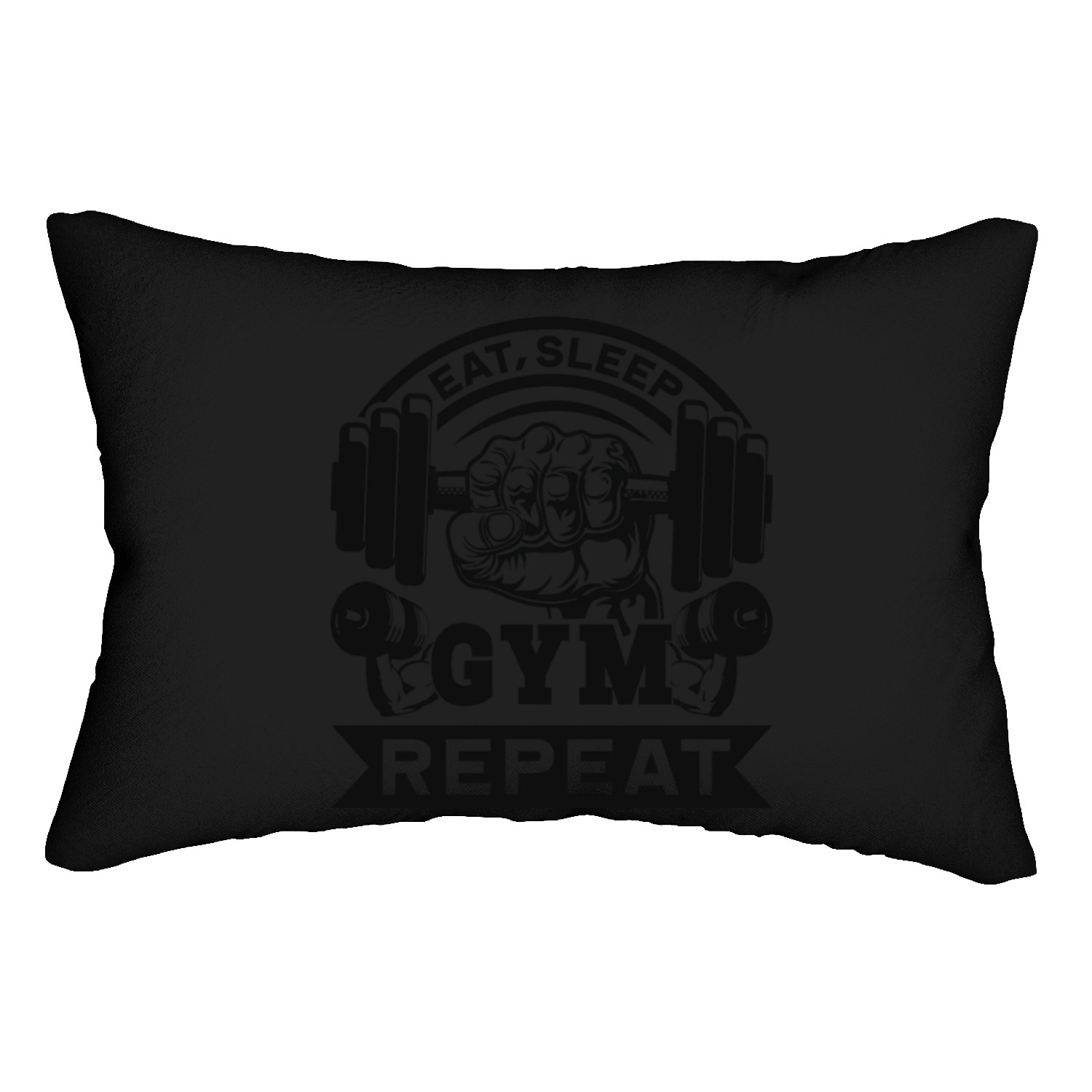 Eat sleep gym repeat gym fitness workout Lumbar Pillows