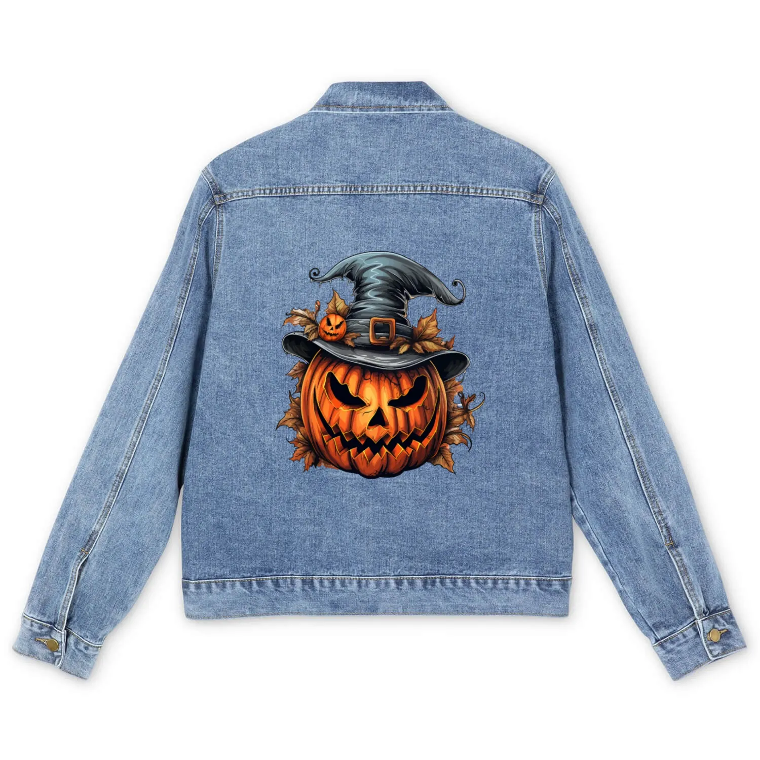 Halloween Wild Spell Hat Spooky Pumpkin Men's Denim Jackets