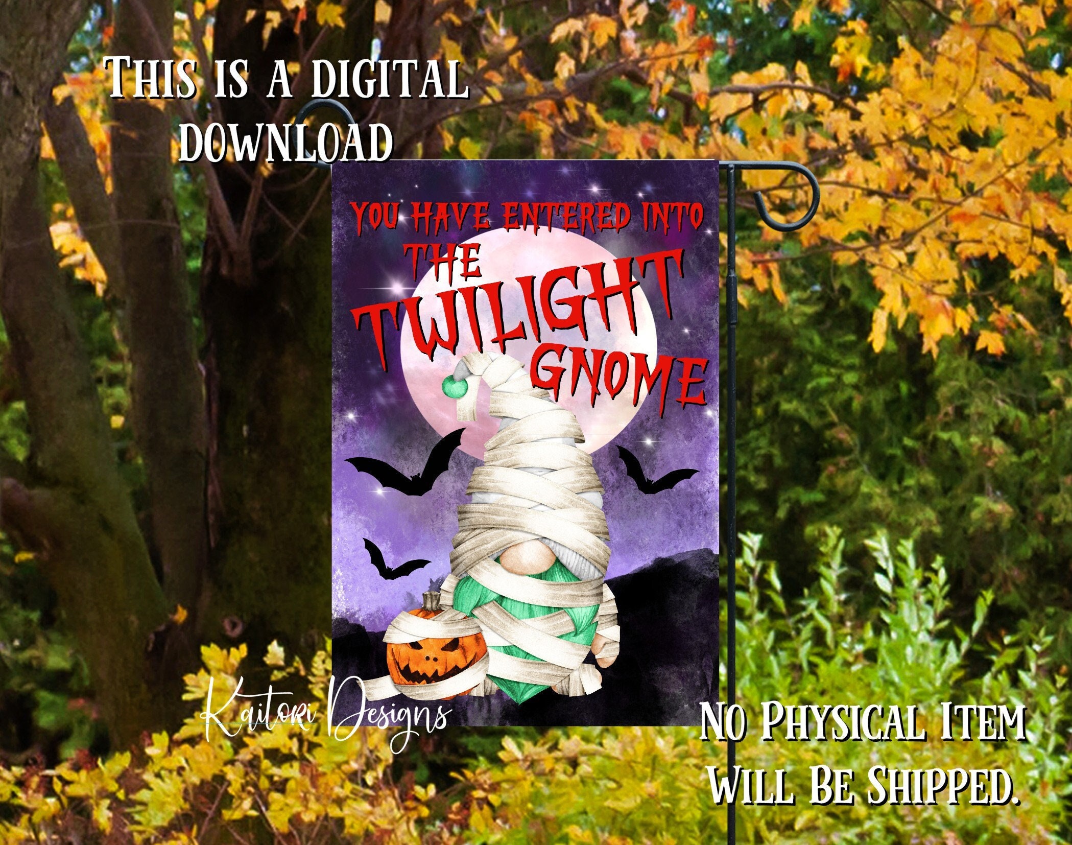 You Have Entered Into The Twilight Gnome Halloween Garden Flag Sublimation