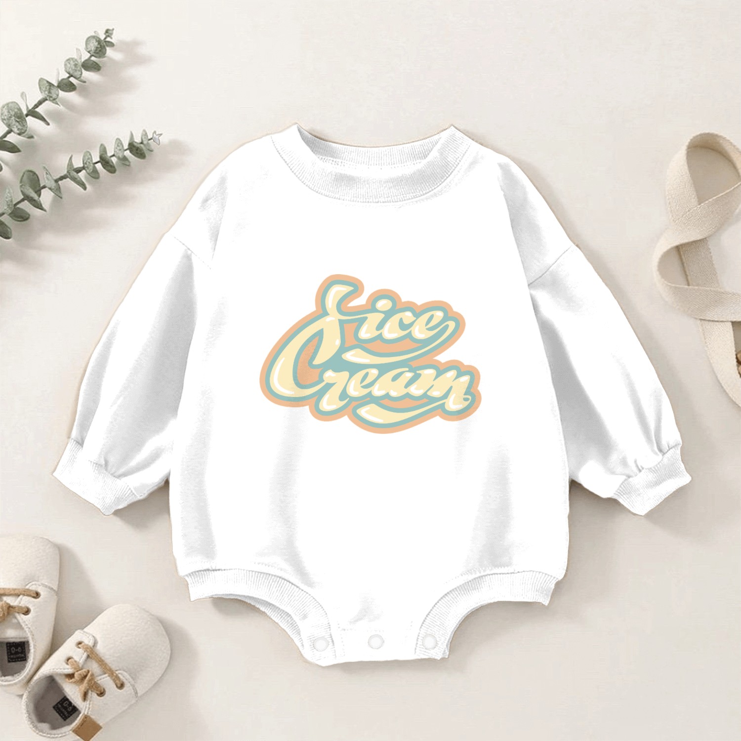 Whimsical Ice Cream Delight Baby Romper Sweatshirts