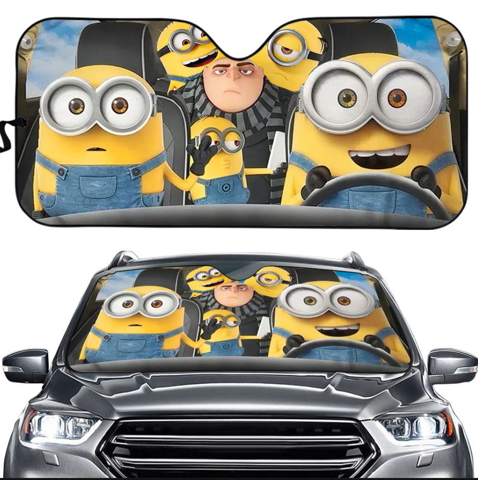 Minions Movie Cartoon Car Sunshade, Windshield Cover SunShade