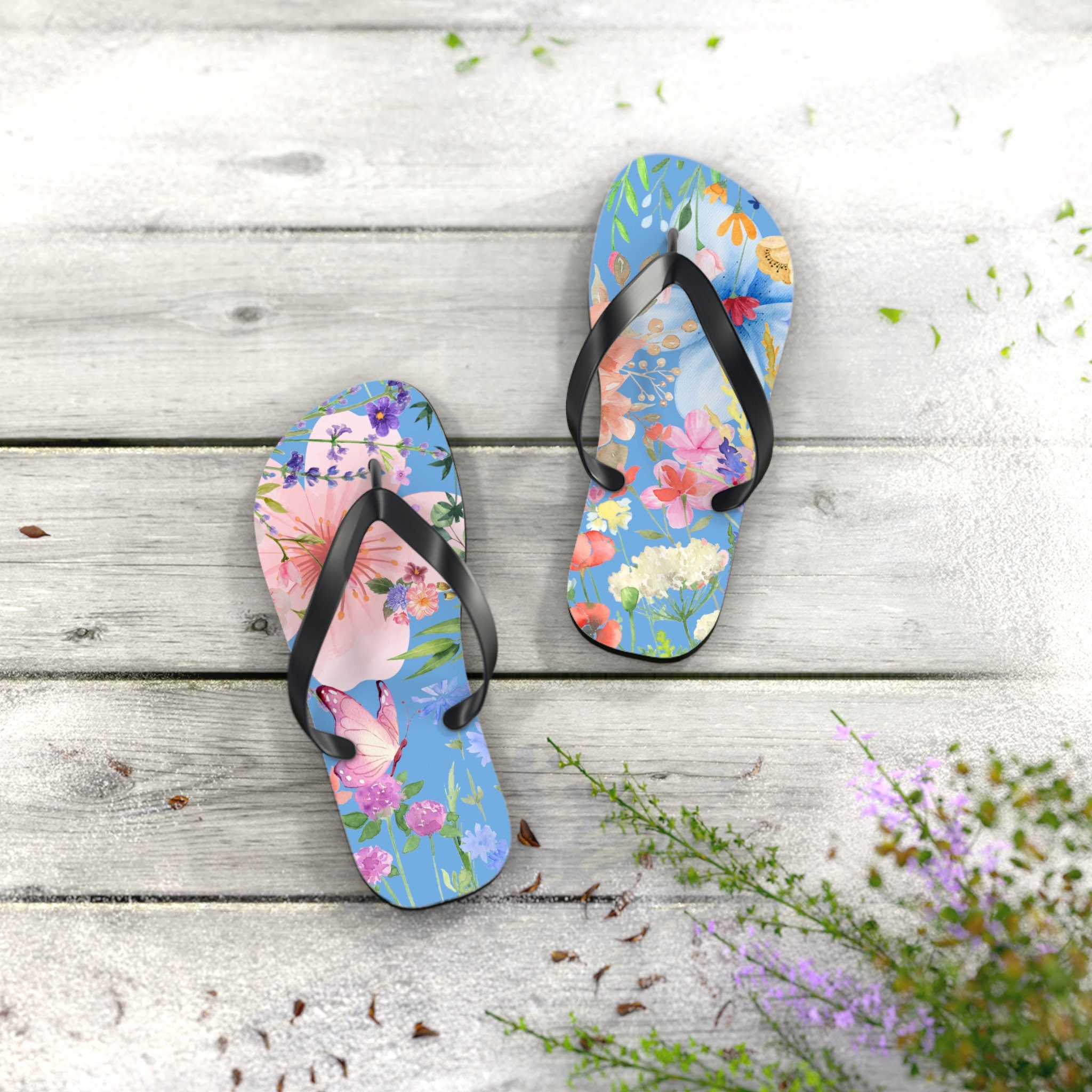 Summer Dream Flip Flops, pastel color flip flops, flowers flops, summer sandals, thong, summer slippers