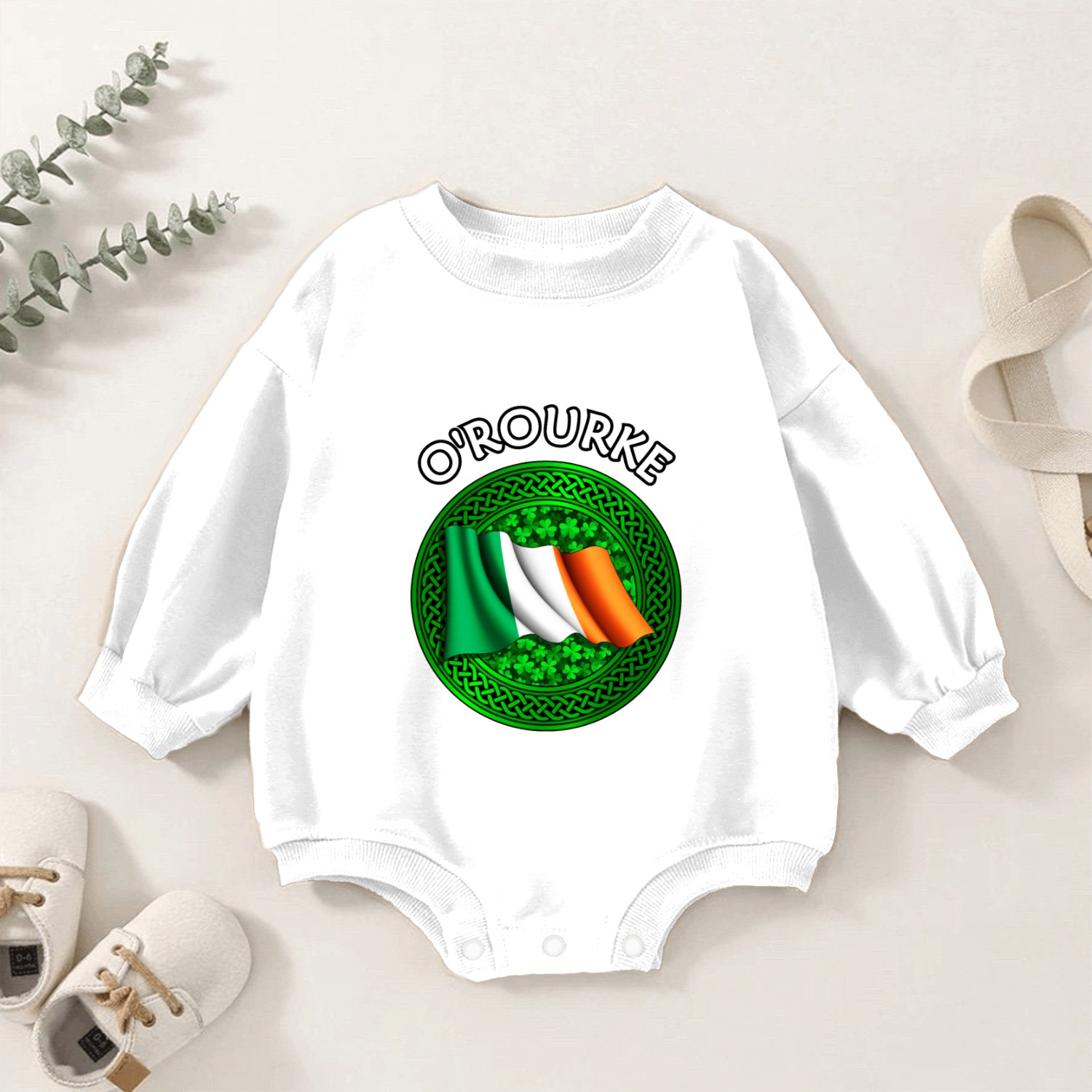 O'Rourke Shamrock & Irish Flag Baby Romper Sweatshirts