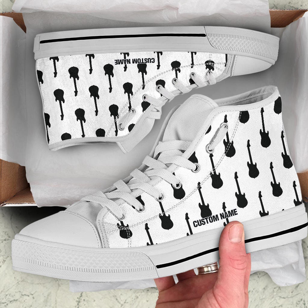 Guitar Custom Name High Top Sneakers / Guitar High Top Shoes / Guitar Custom Print Trainers Shoes / Musician Gift