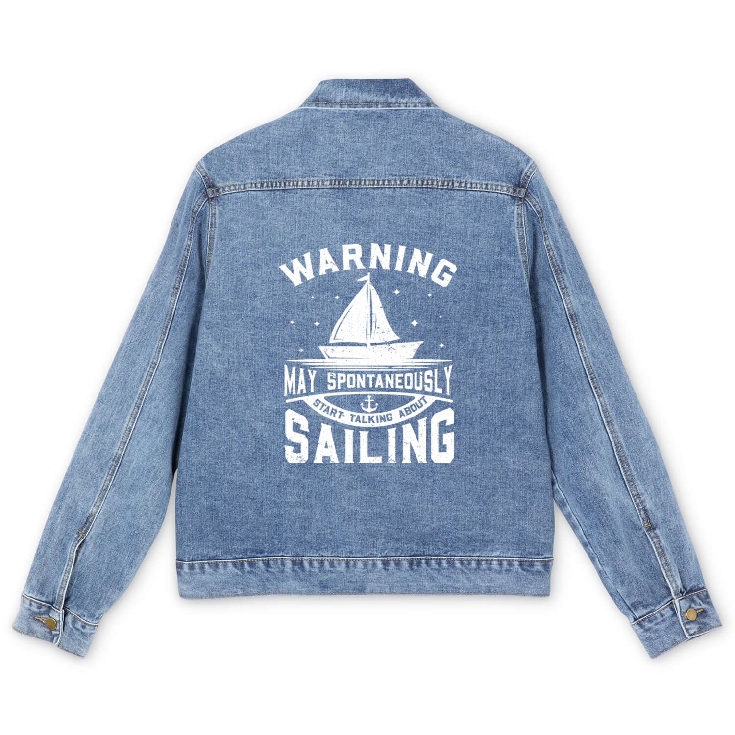Sailing Gift Sailboat Boating Captain Best Sailor Men's Denim Jackets