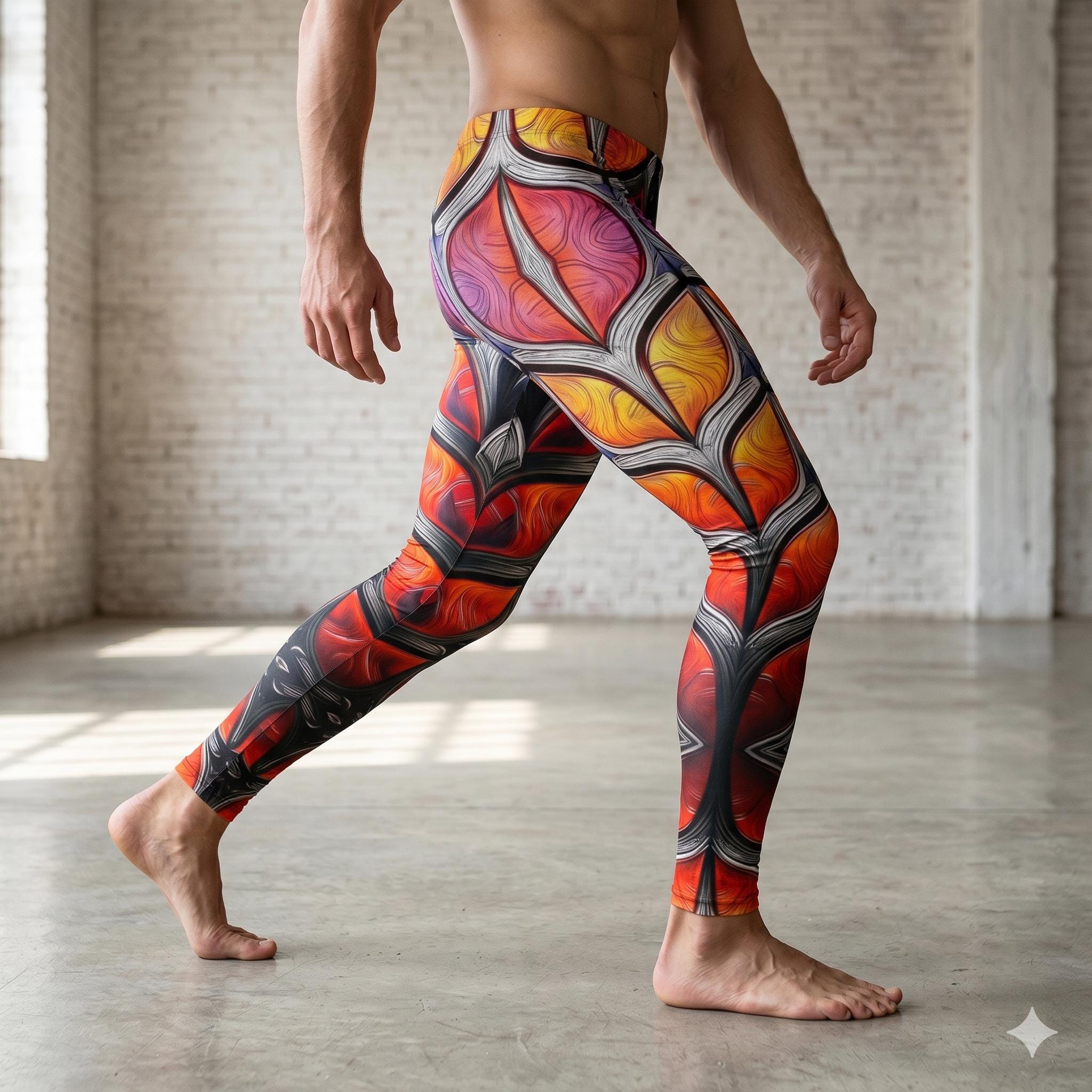 Psychedelic Armor Mens Leggings Trippy Running Pants Workout Exoskeleton Cycling Athletic Fitness Exercise Wrestling Luchador Gift Rave Bike