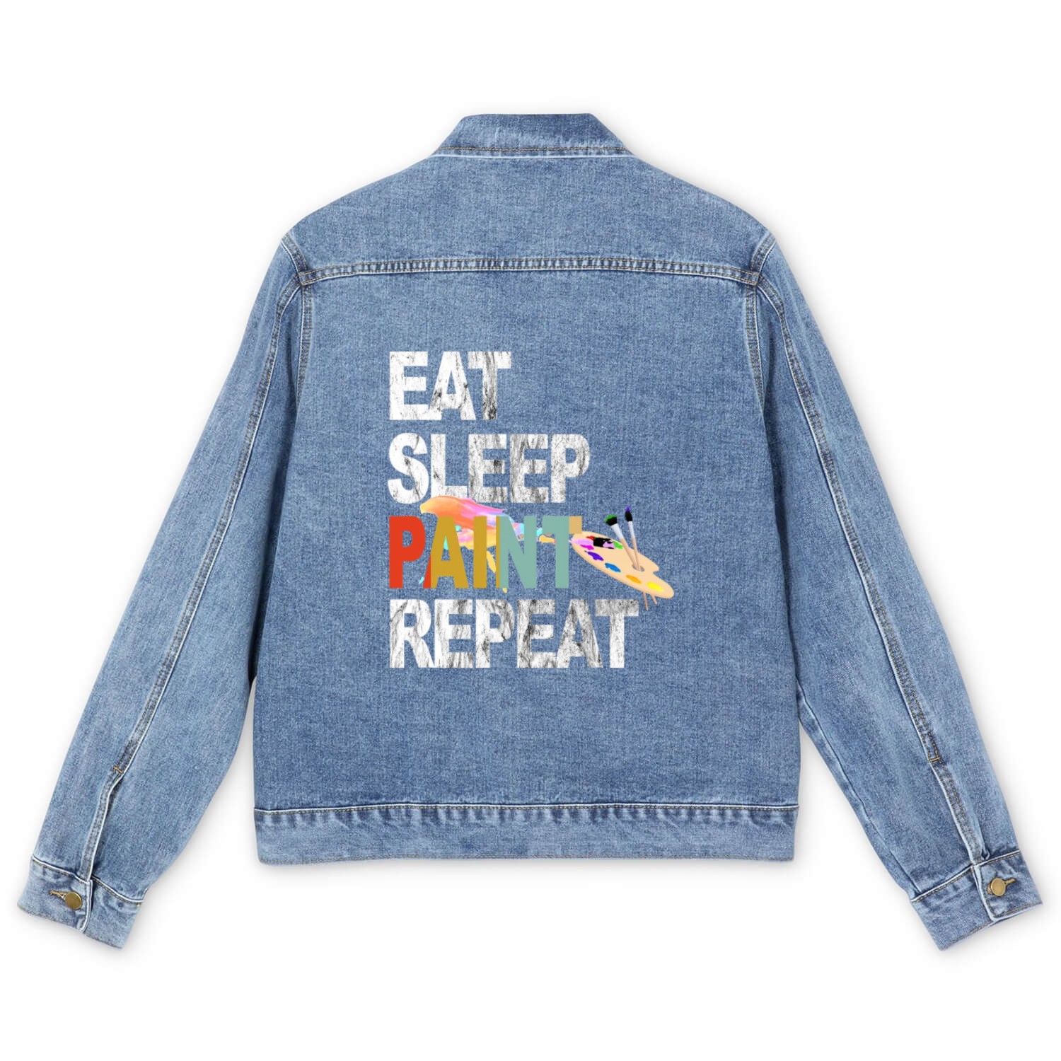 Eat Sleep Paint Repeat Men's Denim Jackets Gift For Artist