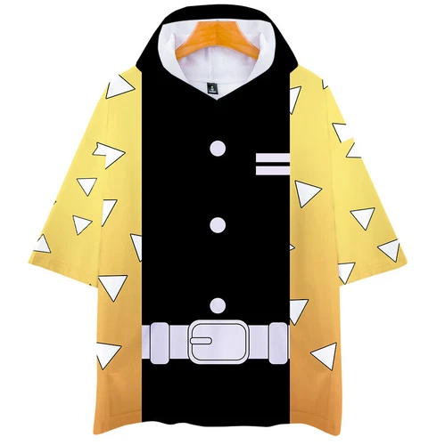 demon Kimetsu no Yaiba Kamado Tanjirou neko Short Sleeve Hoodie Shirt