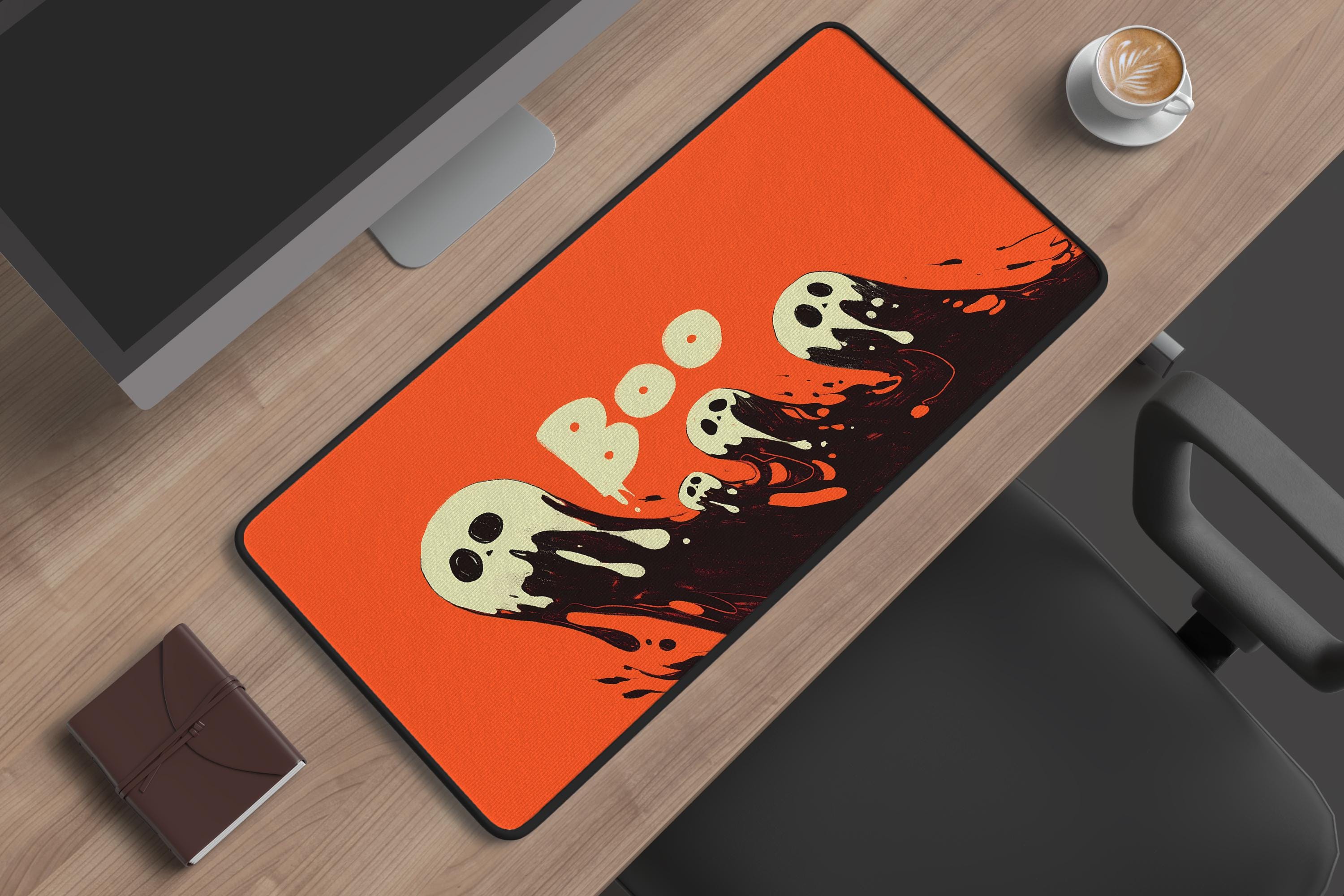 Spooky Ghosts Desk Mat: Halloween Office Decor, Gamer Pad