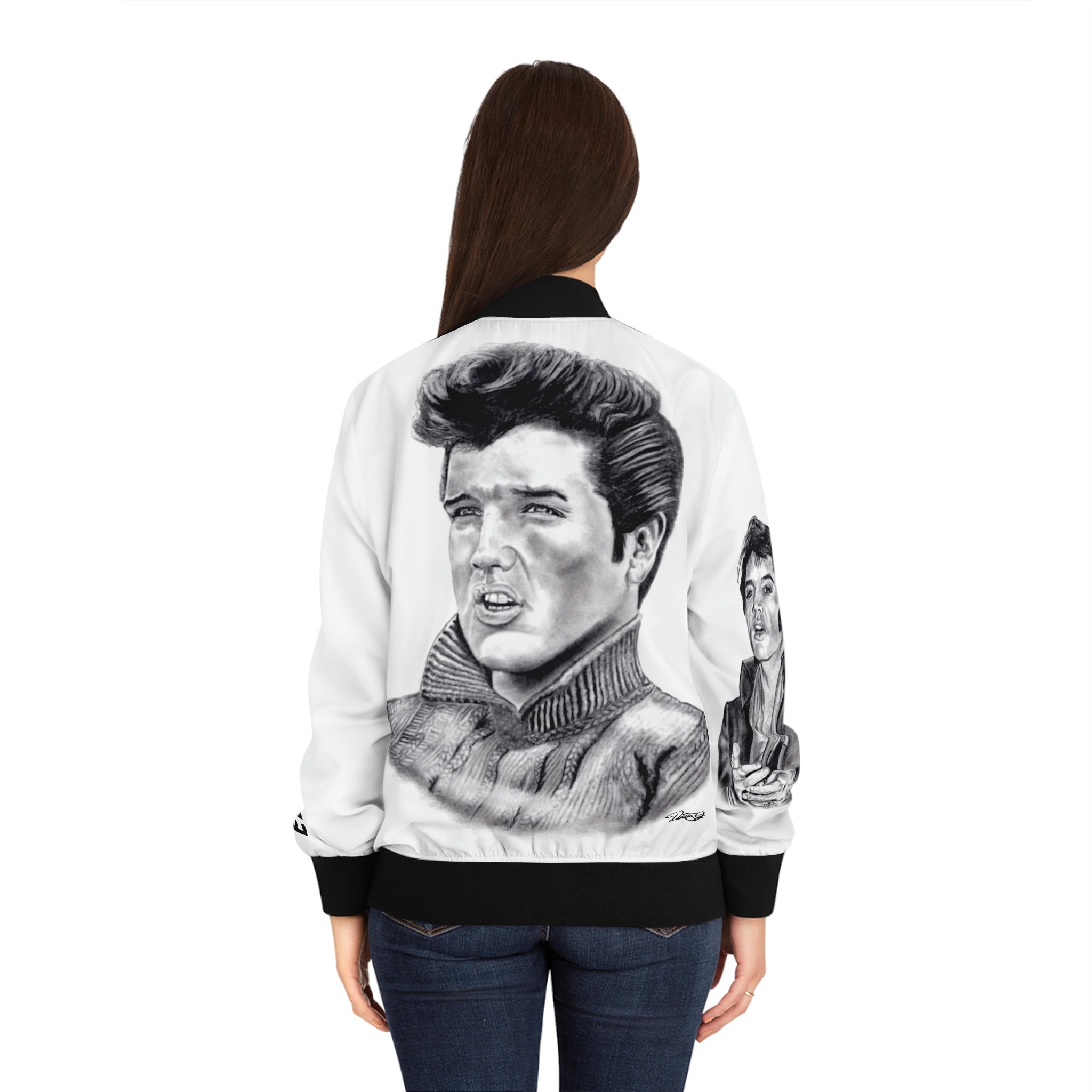 Women's Bomber Jacket (AOP) -Elvis Presley King of Rock and Roll