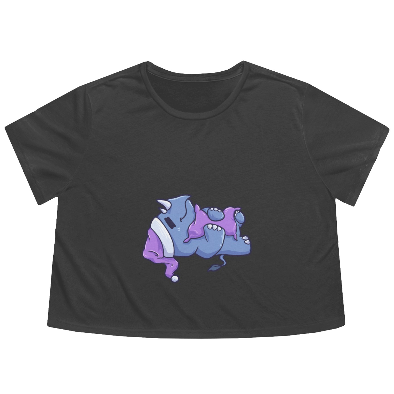 Lazy Rhino sleeps Africa Gift Flowy Cropped Tees
