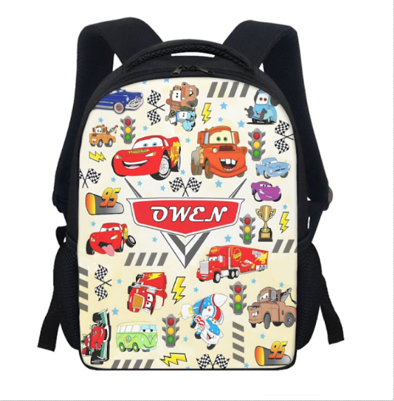 Personalized Car Backpack, Custom Name Car Movie Backpack, Birthday Kid Gifts