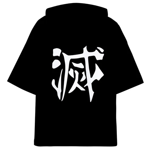 demon Kimetsu no Yaiba Kamado Tanjirou neko Short Sleeve Hoodie Shirt
