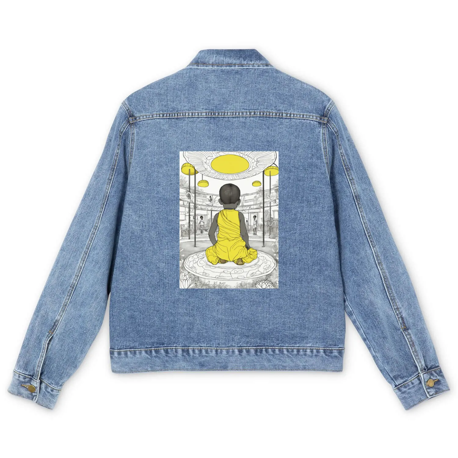 coloring book african children art Men's Denim Jackets