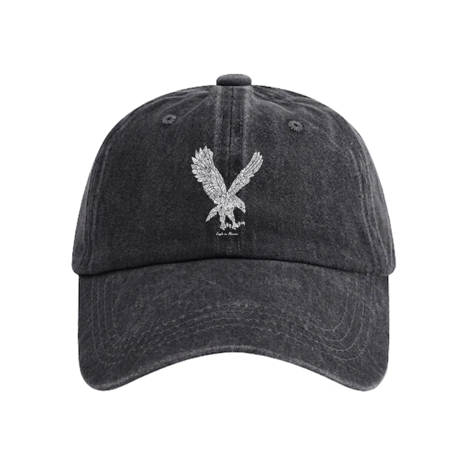 The American Eagle in Flowers Washed Denim Baseball Caps