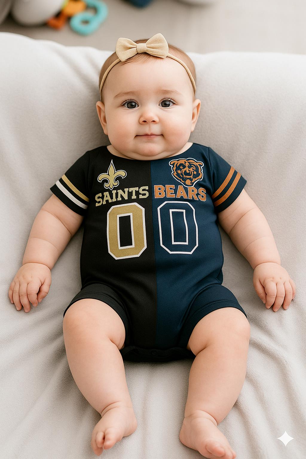 Custom Two Football Team Baby Bodysuit, House Divided Football Toddler and Youth Jersey, House Divided Kid's Shirt, Split Team Kids Shirt