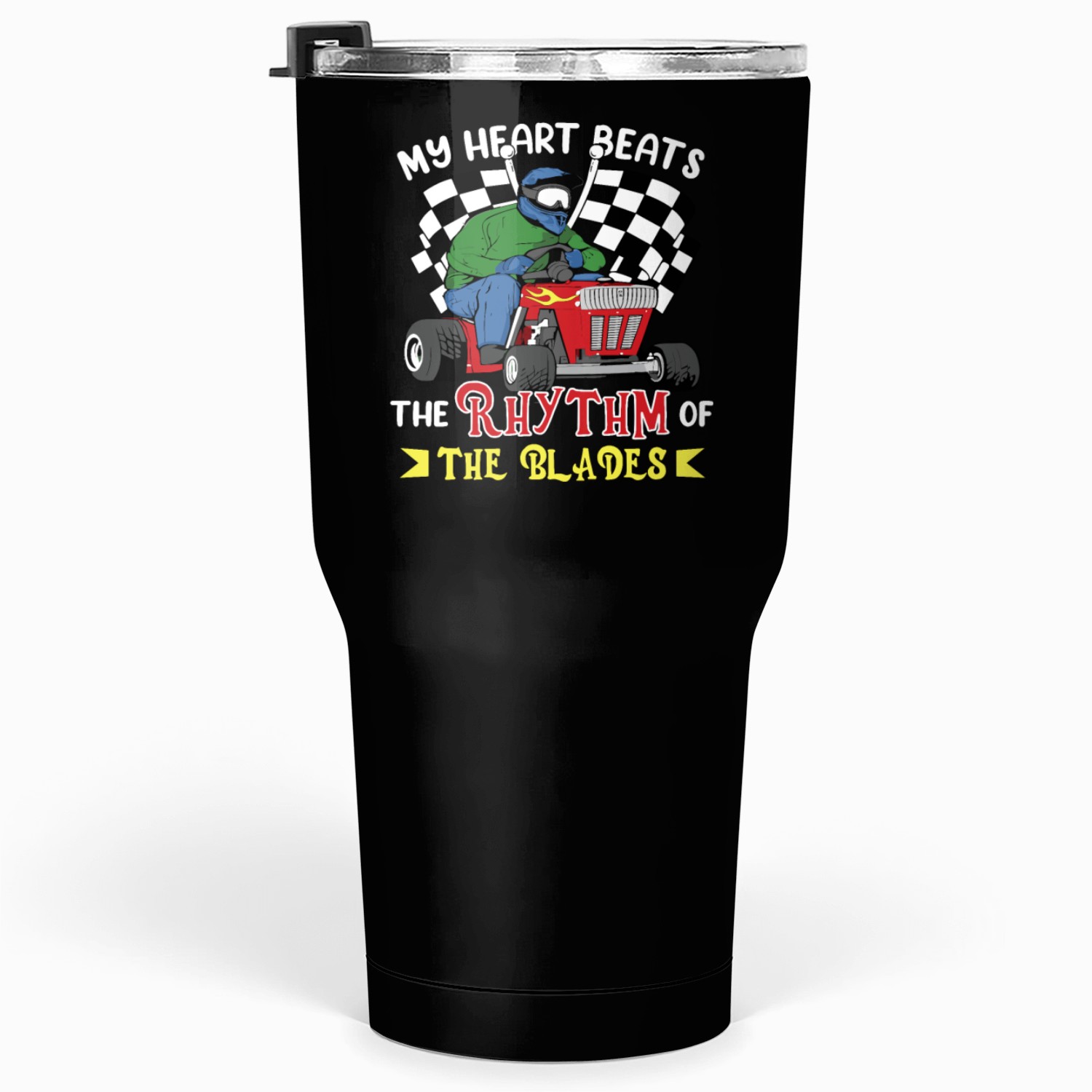 Lawn Mower Racing Gardener Racing Lawnmower Tumblers 30 Oz