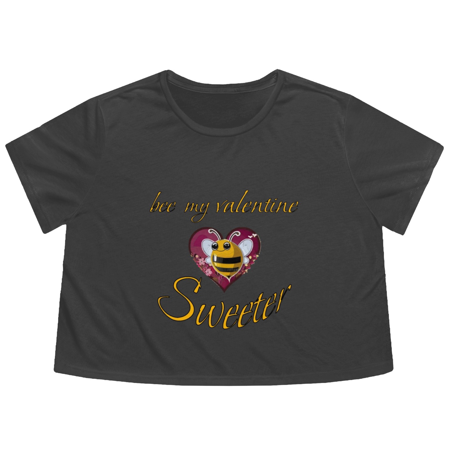bee my valentine sweeter Flowy Cropped Tees