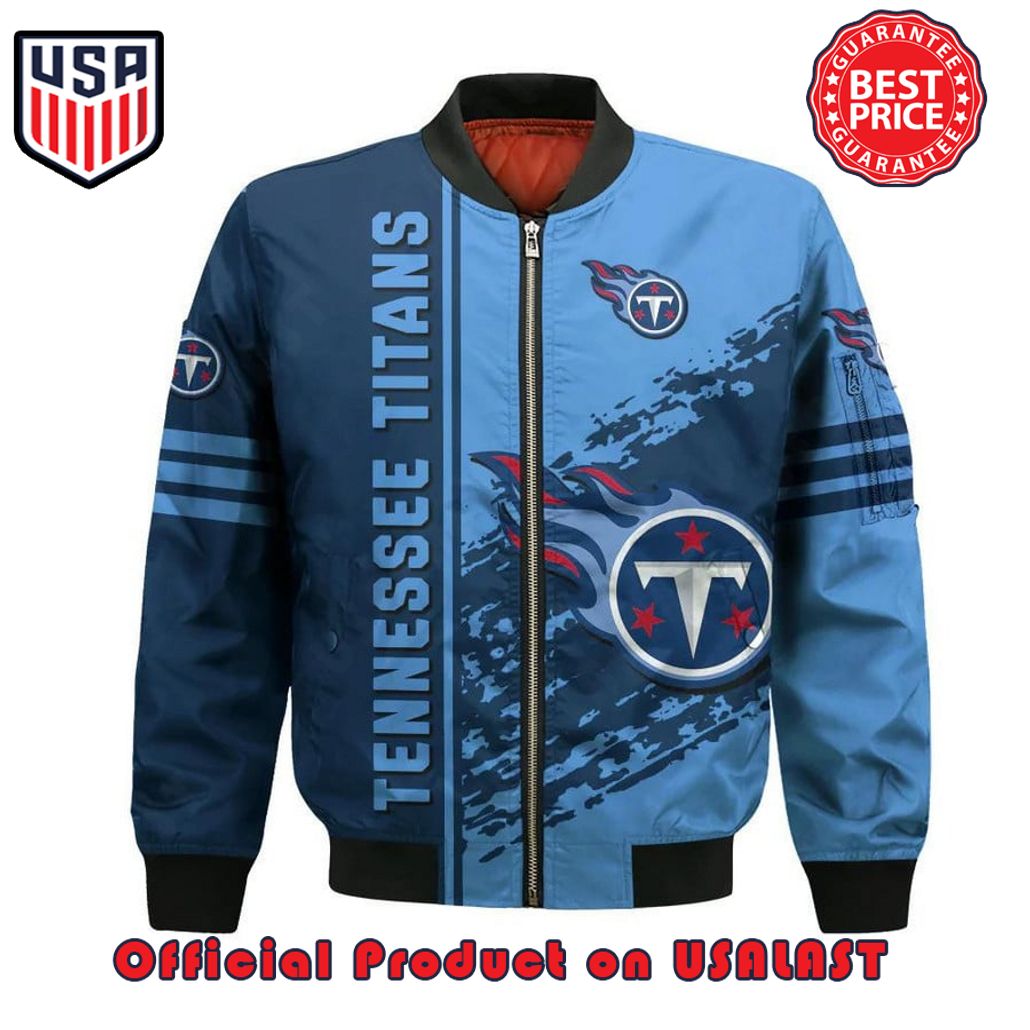 TENNESSEE TITANS BOMBER JACKET 3D PRINTED LOGO PATTERN IN TEAM COLOURS