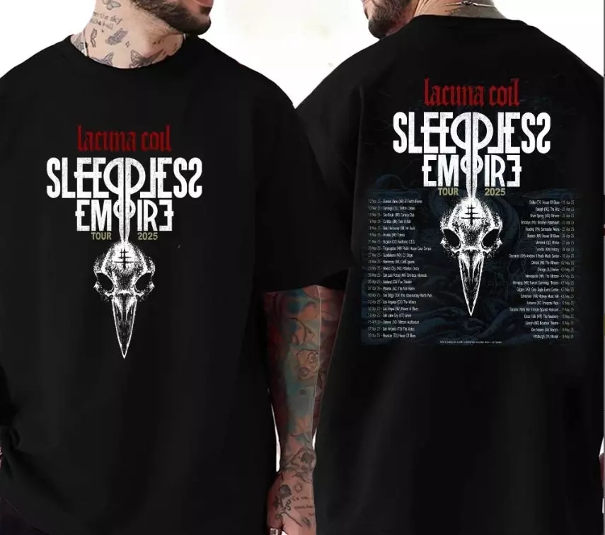 Lacuna Coil Sleepless Empire Tour 2025 For March April And May 2025 Tshirt