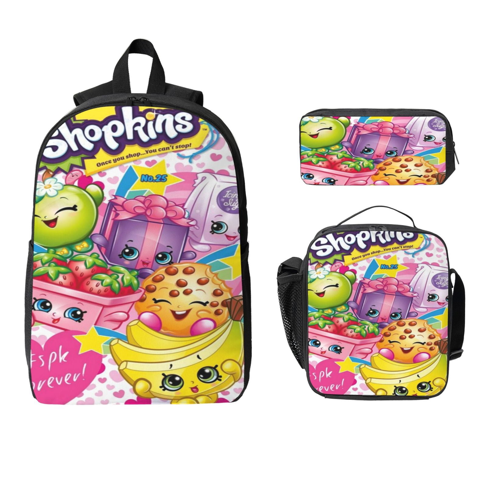 SHOPKINS 3-Piece Backpack Set, Youth Backpack with Matching Lunch Bag and Pencil Case