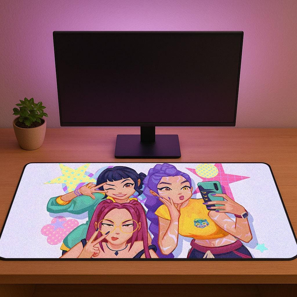 HUNTRX Selfie Mouse Pad | KPop Demon Hunters Desk Mat | Anime Gaming & K-Pop Merch