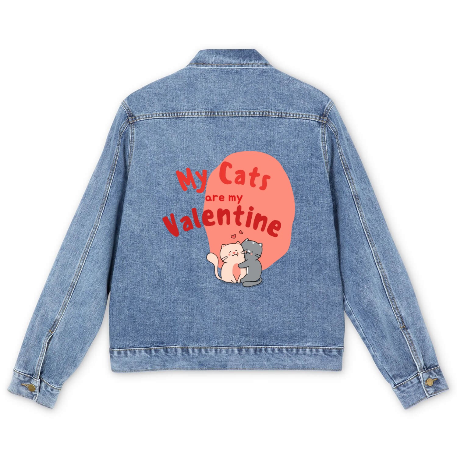 My Cats Are My Valentine Men's Denim Jackets