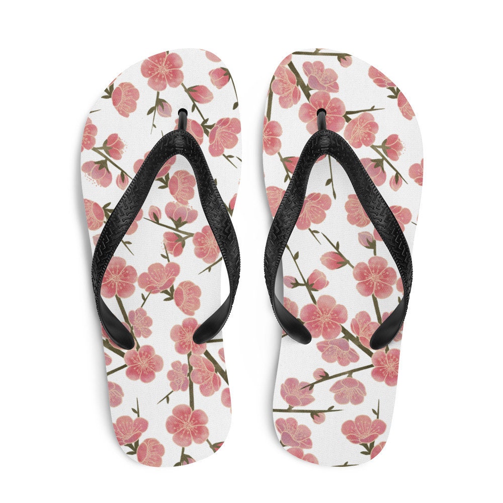Cute Japanese Cherry Blossom Flower Pattern Summer Beach Unisex Flip-Flops