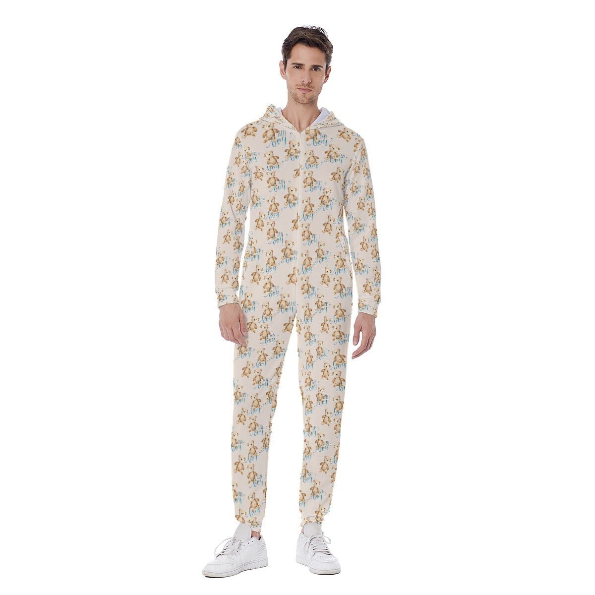 bear Men's Hooded Jumpsuit, Pajamas Winter Warm