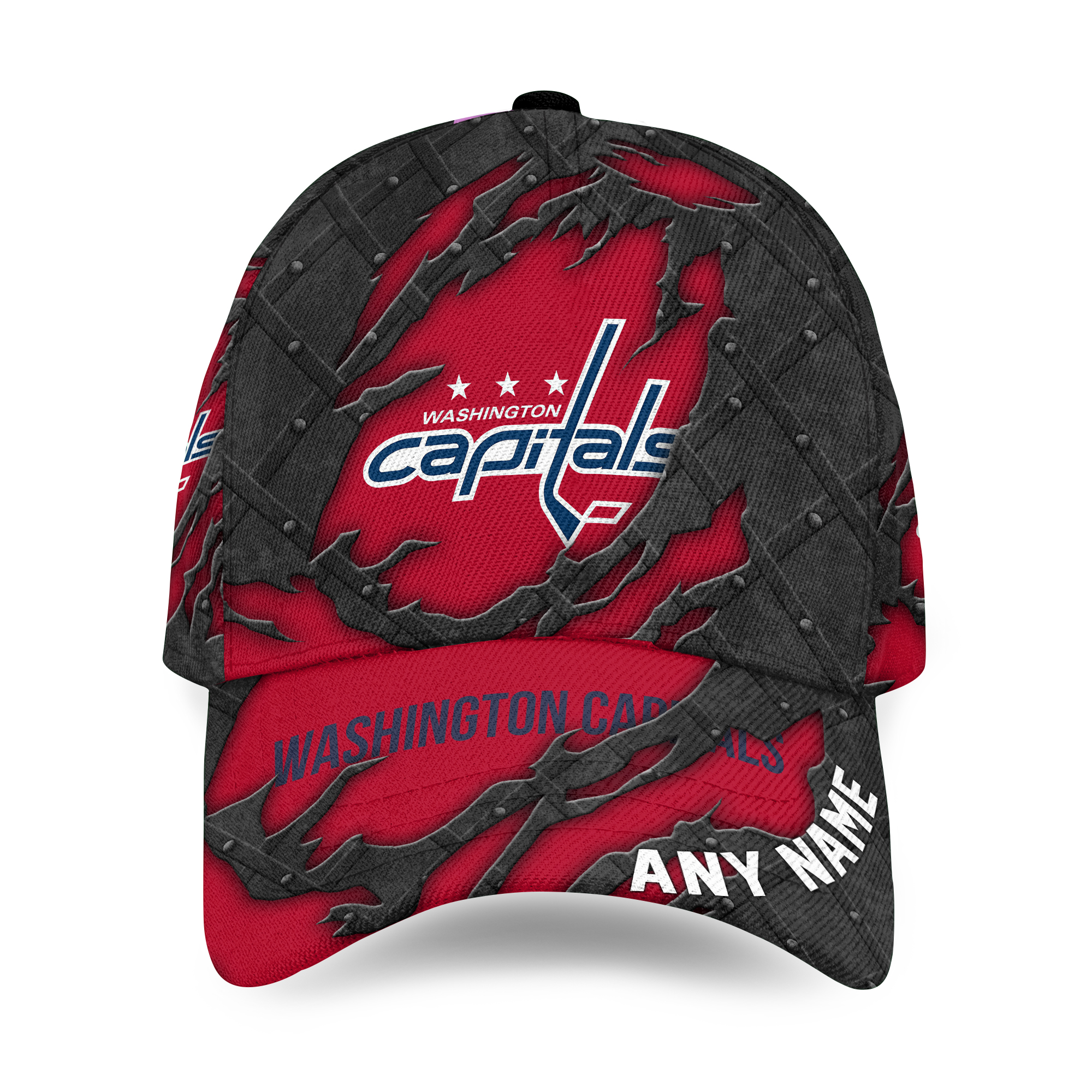 Washington Capitals Personalized Name Black Metal Design Classic Cap