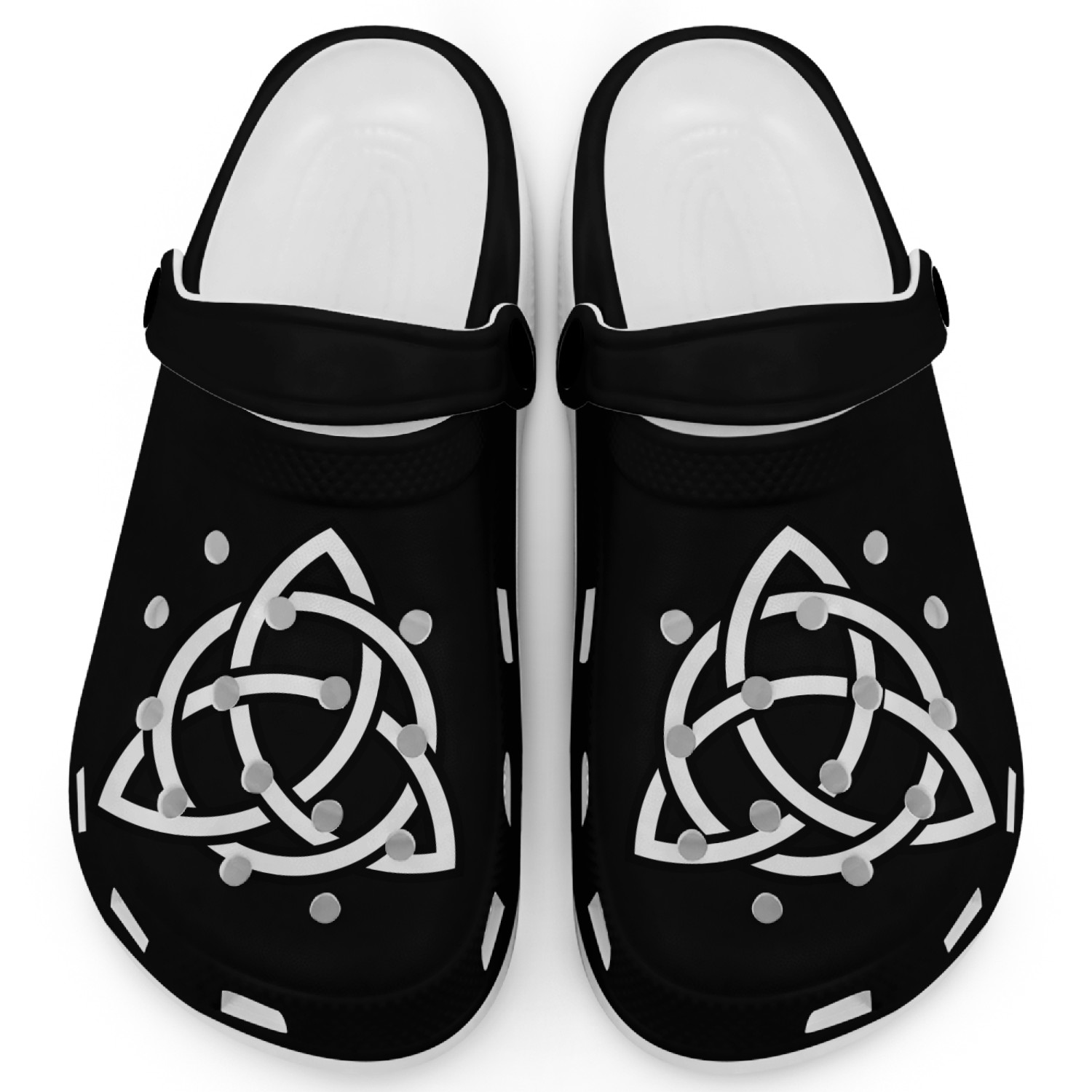 Triquetra circle interlaced irish white black Clogs