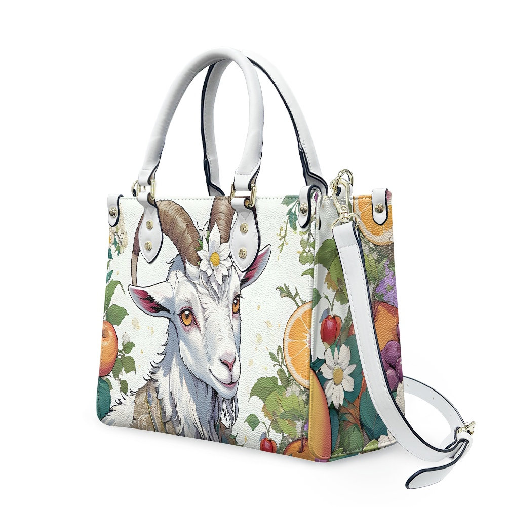 Goat Pattern Leather Handbag, Gift for Women