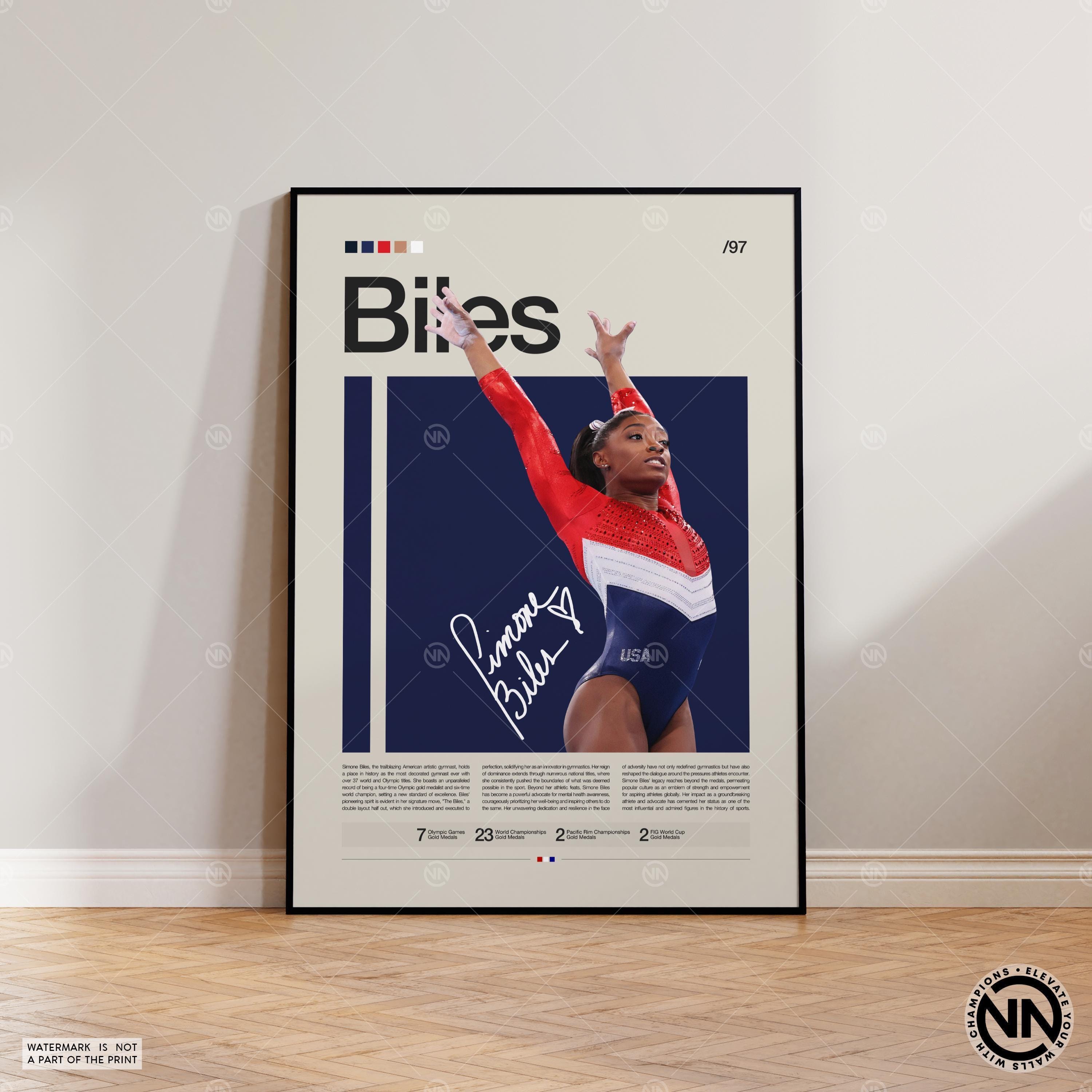 Simone Biles Poster, Gymnast Poster, Athletics Prints, Sports Poster, Mid-Century Modern, Motivational Poster, Sports Bedroom Posters