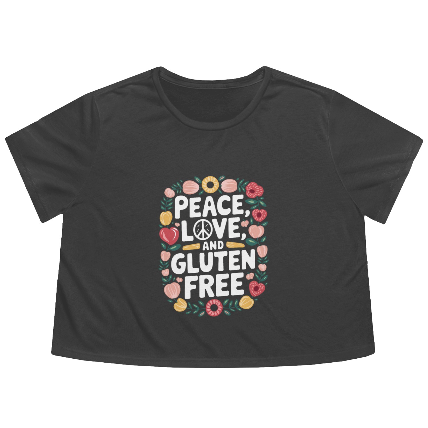 Peace, Love, And Gluten Free Flowy Cropped Tees