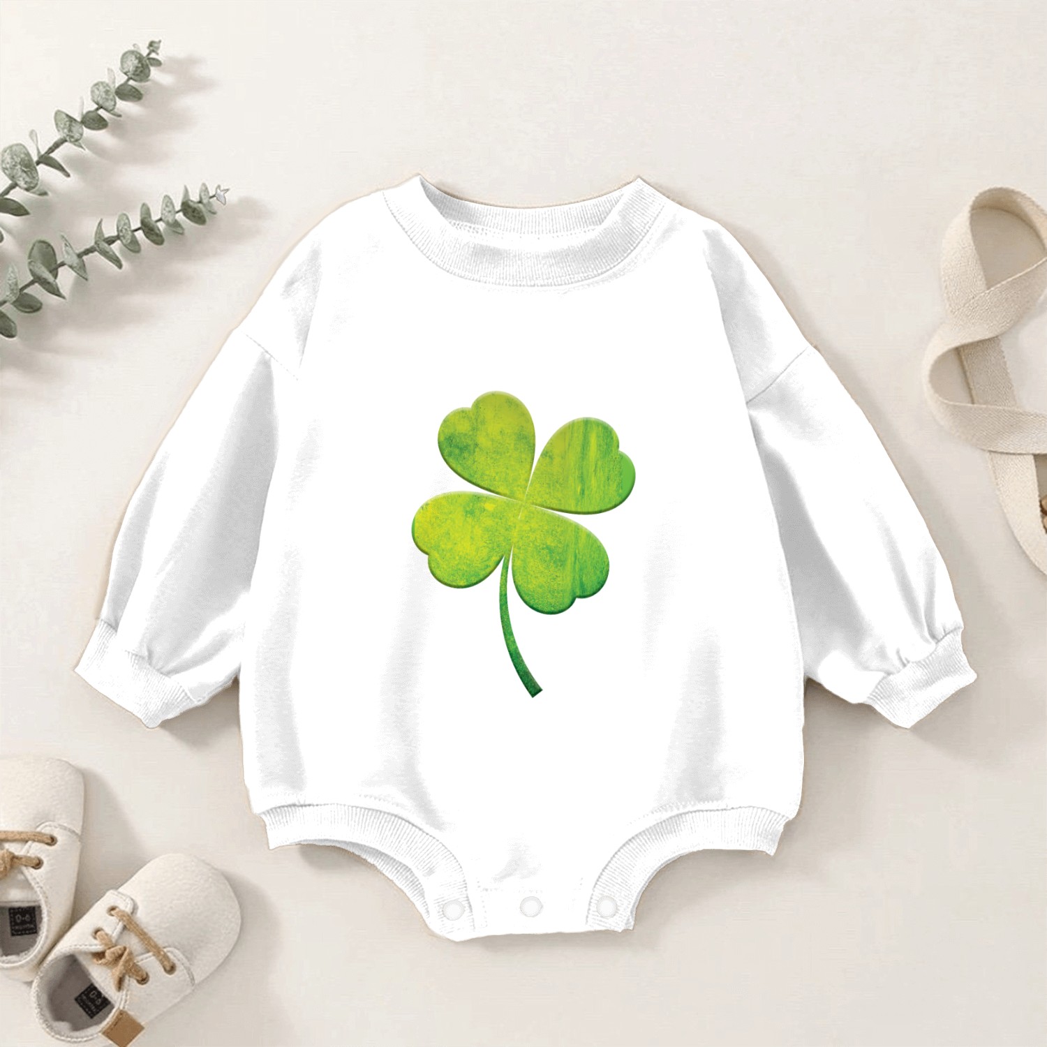 Dye Shamrock Lucky Luck Happy Saint Patrick Day Baby Romper Sweatshirts