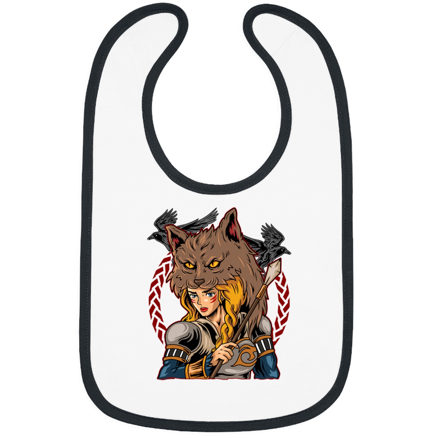 Freyja Norse Goddess Shield Maiden Huginn and Muninn Viking Bibs
