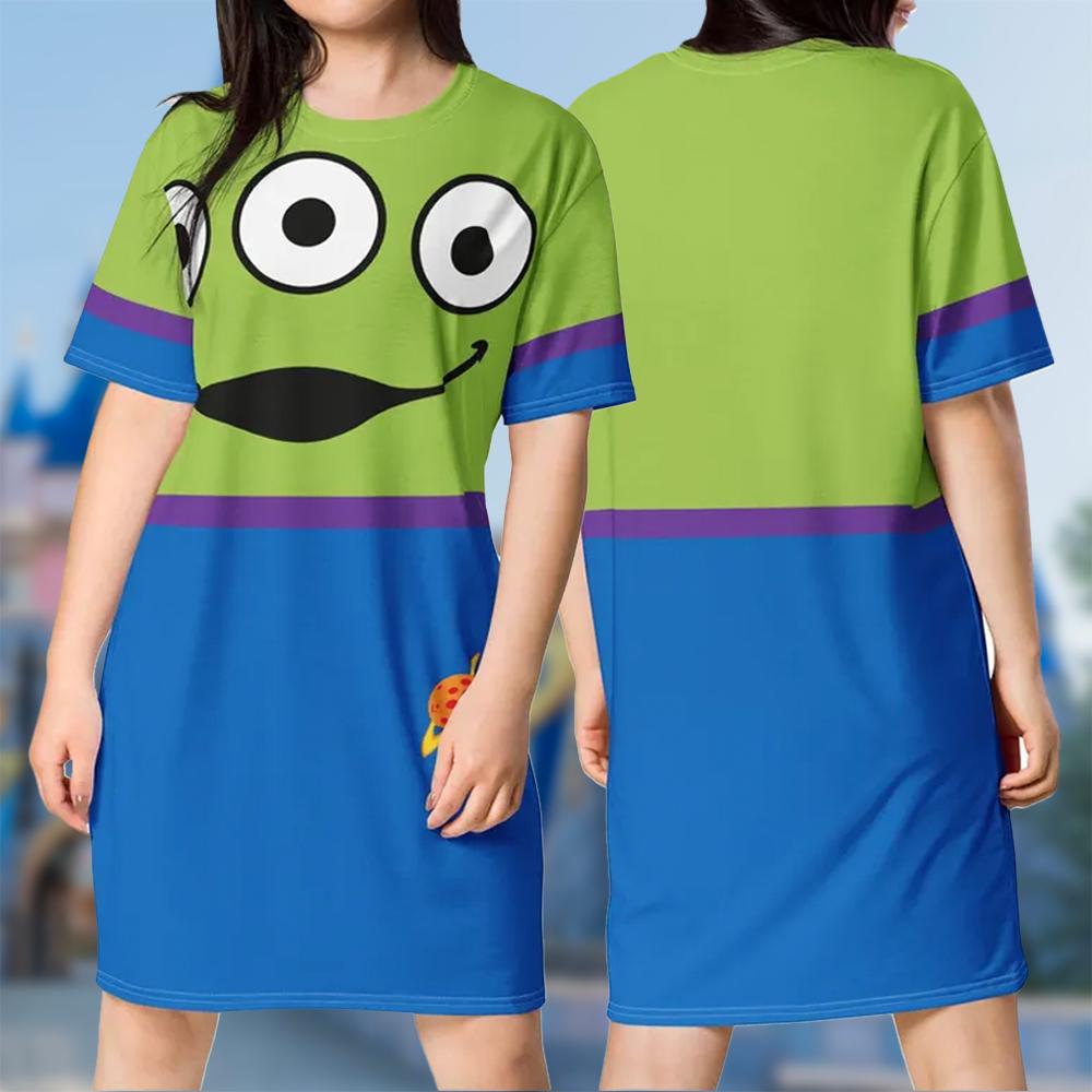 Little Green Aliens 3D T-shirt, Toy Story All Over Print Shirt And Dress, Alien Mom Daughter Dress, Alien Toy Story Cosplay Costume Tee