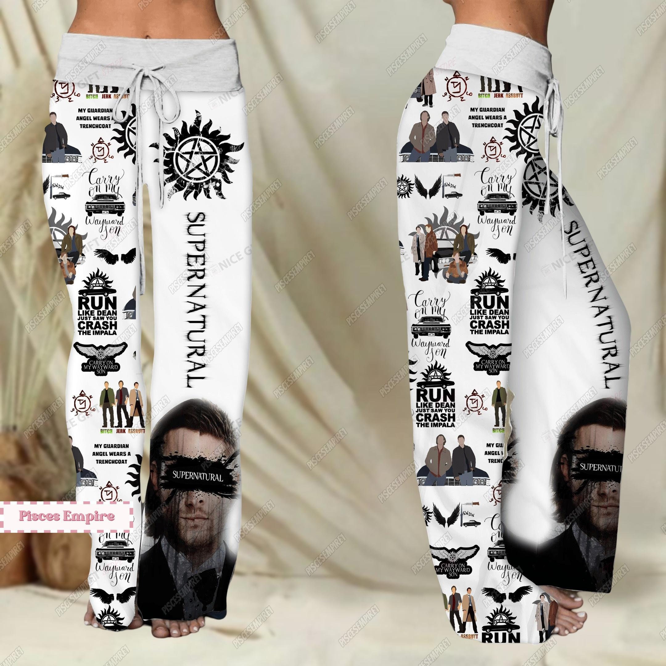 Halloween Supernatural Pants, Supernatural Show Pajamas Pants, Winchester Brothers Trousers Pants, Dean Winchester Straight Pants