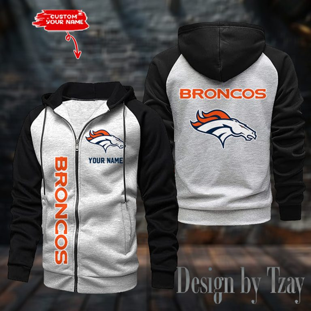 Broncos Raglan Zip Hoodie, Football Lover Gift, Game Day