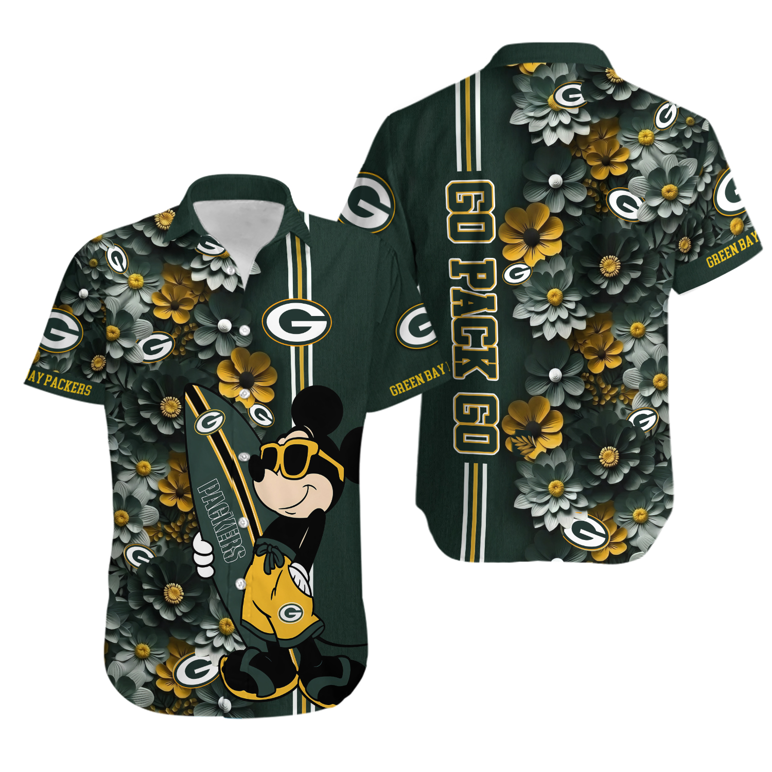 football Tropical Hawaiian Shirt, Short Green Bay