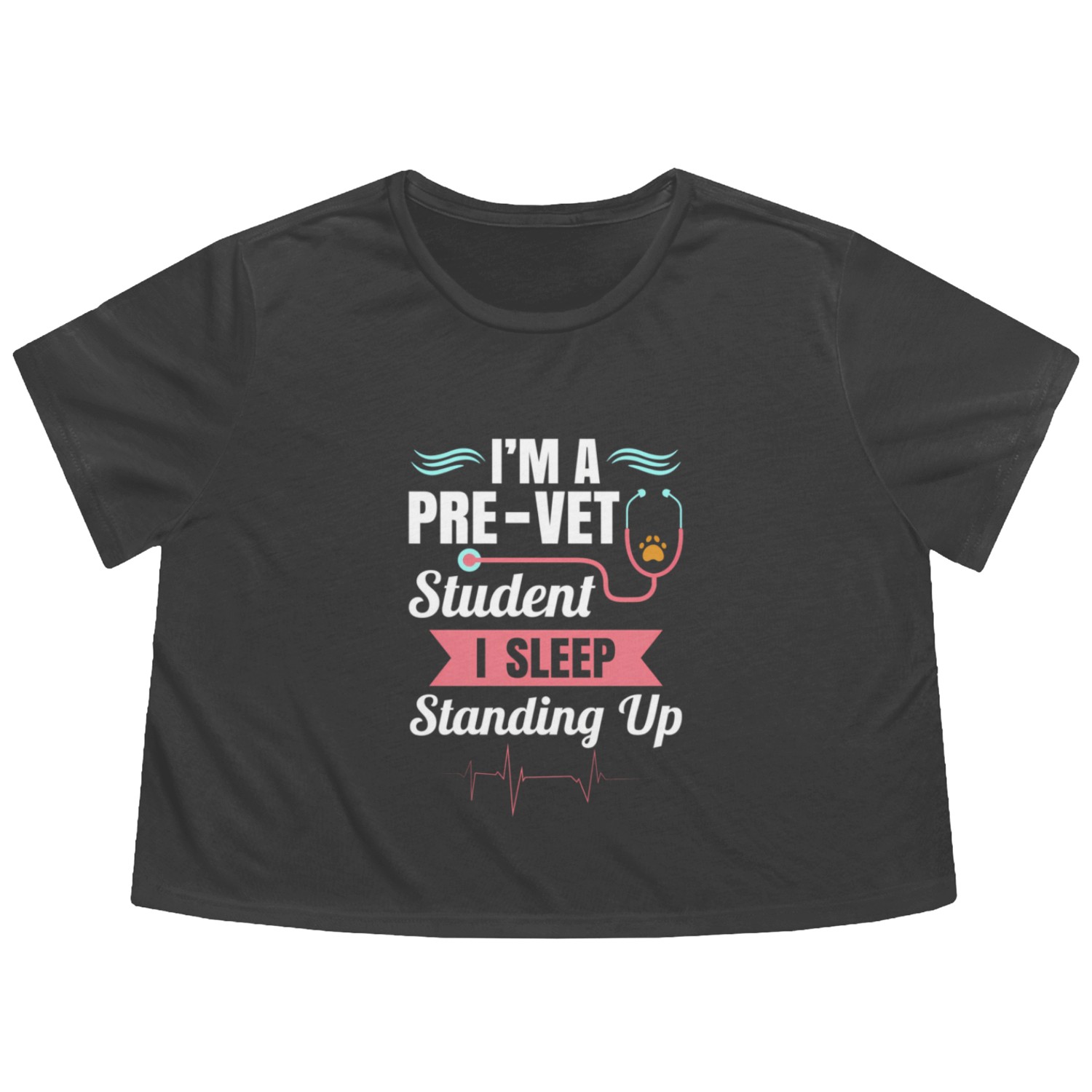 Pre-Vet Student - Sleep Standing Up Flowy Cropped Tees