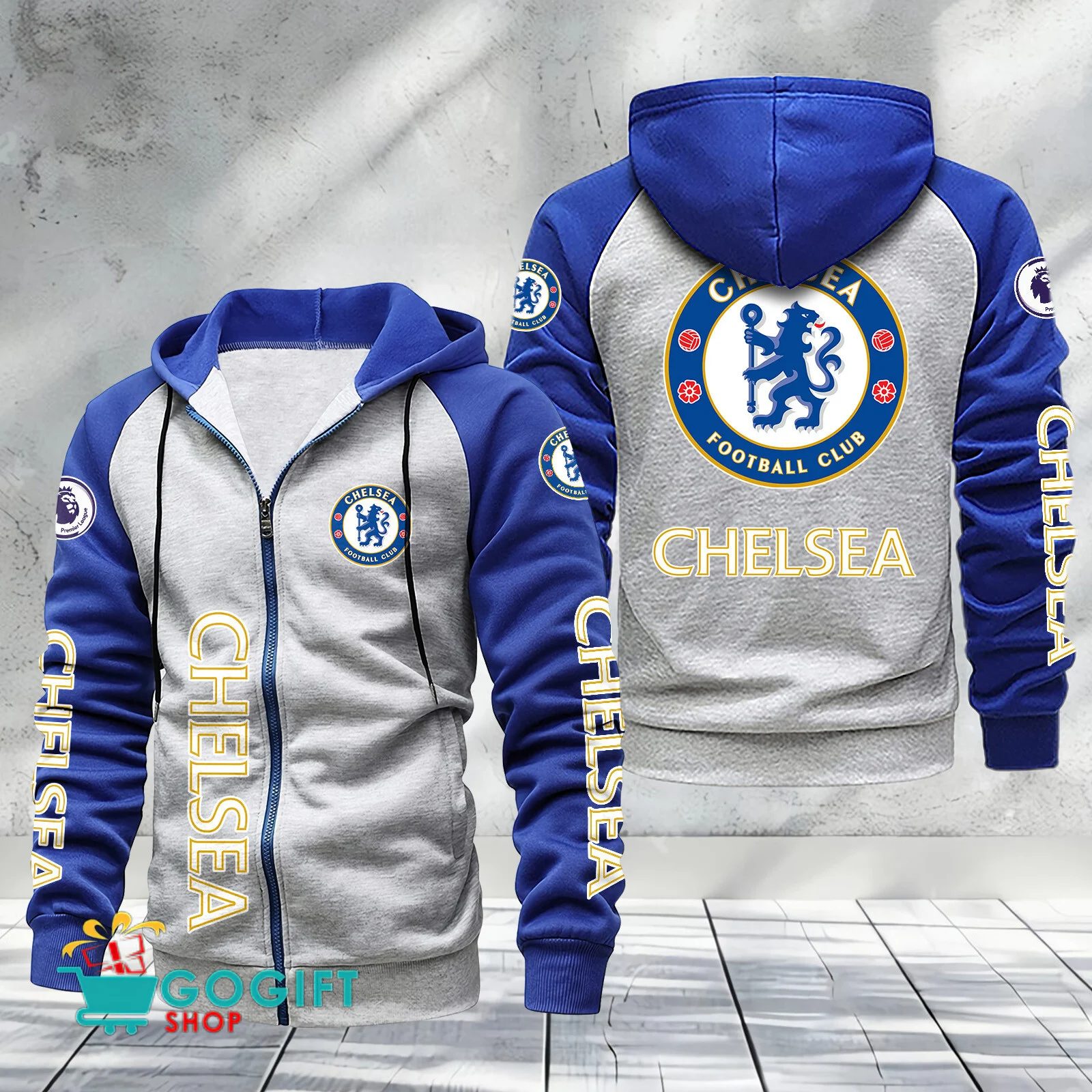 Chelsea FC Sporty Style Raglan Zipper Hoodie
