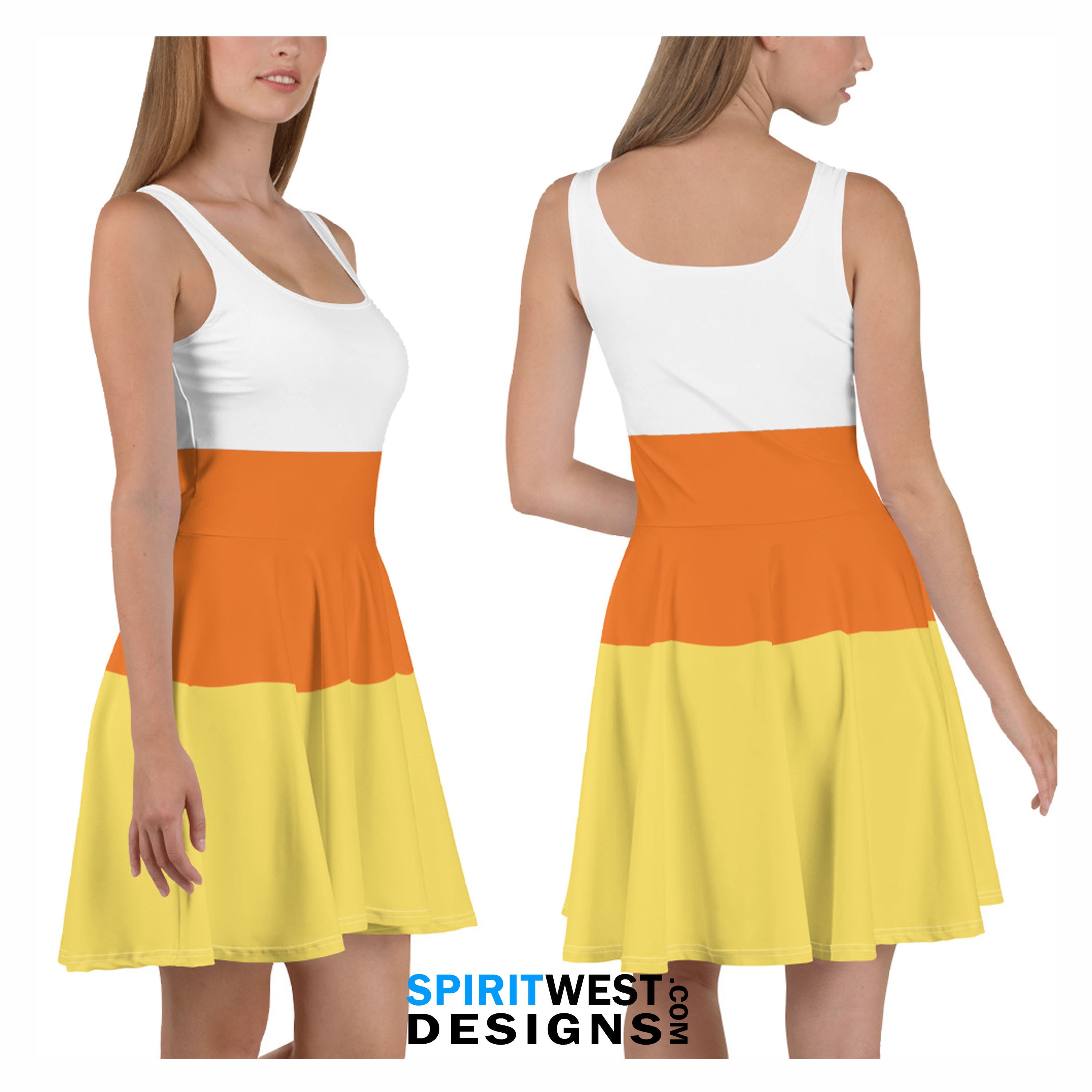 Candy Corn Costume Skater Dress | Trick Or Treat Cosplay Halloween Costume