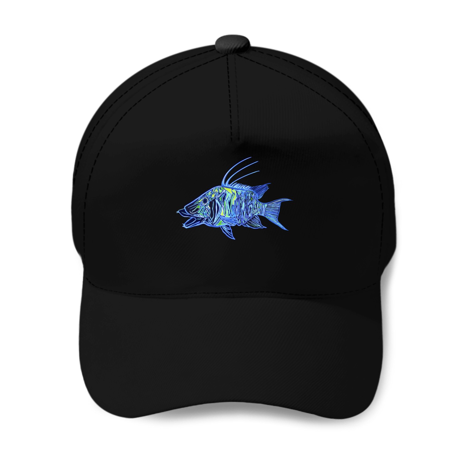 Neon blue green hogfish - funky fish designs Baseball Caps