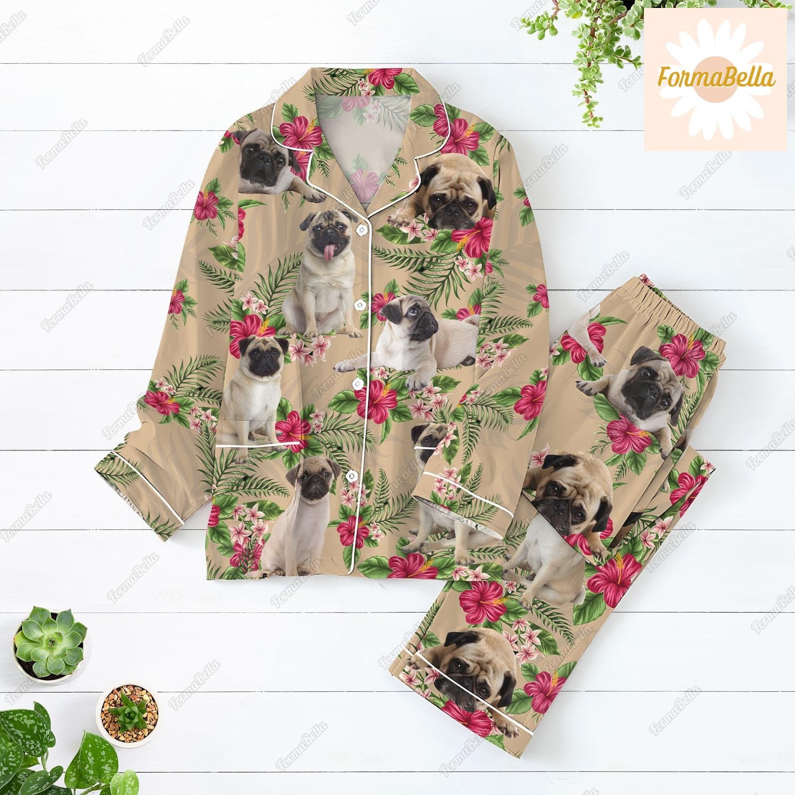 Halloween Pug Pajamas Set, Pug Pajamas Pants, Dog Lover Pajamas, Pug Holiday Pajamas, Set Of Pajamas, Pjs For Women, Pug Mom Pajamas
