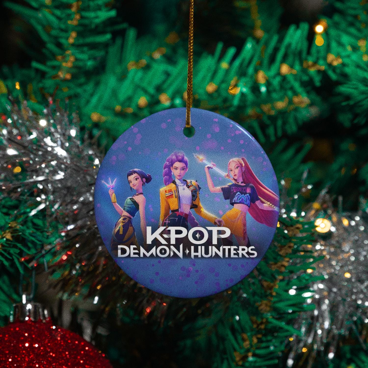 Kpop Anime Hunters Ceramic Ornament, Cartoon Gift, Demon Fans Christmas Tree Decor